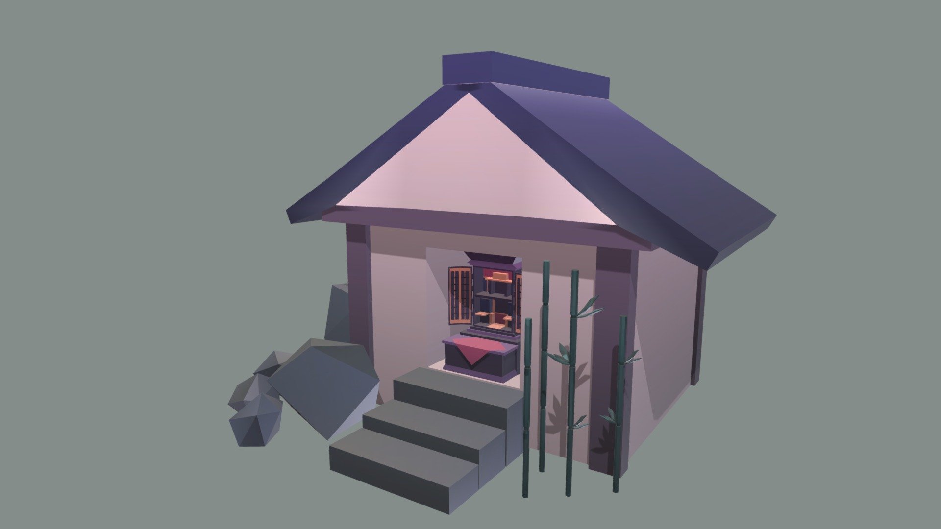 Casa de reza japonesa Lowpoly