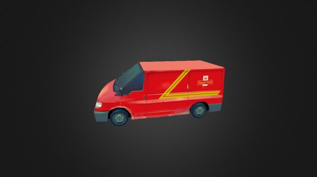 Royal Mail Van Low Poly Hand Painted 3D Model