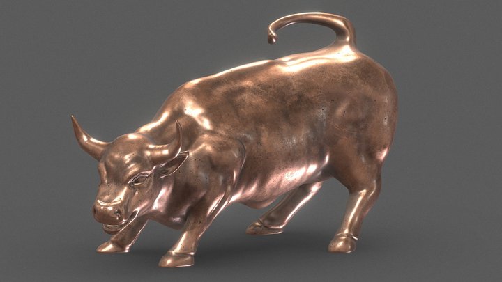 Wall Street Bull Low Poly Realistic PBR 3D Model