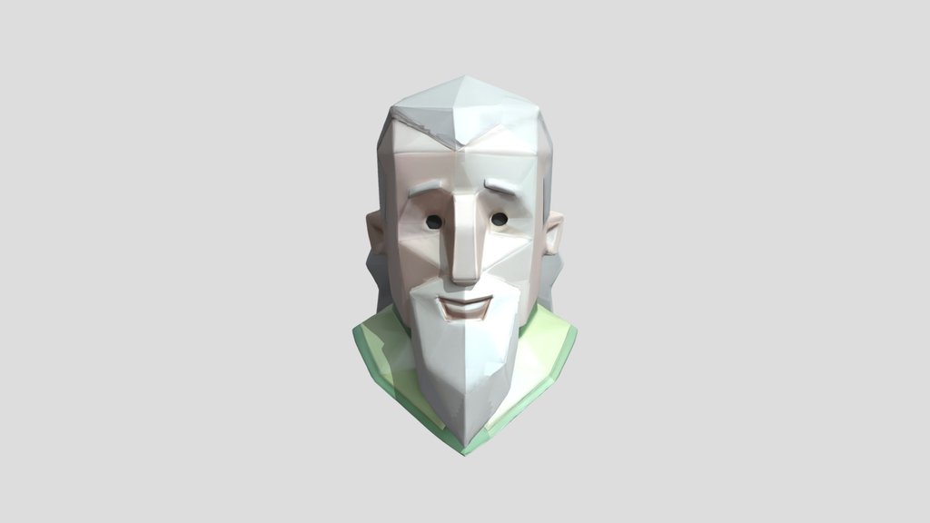 Low-poly old man head