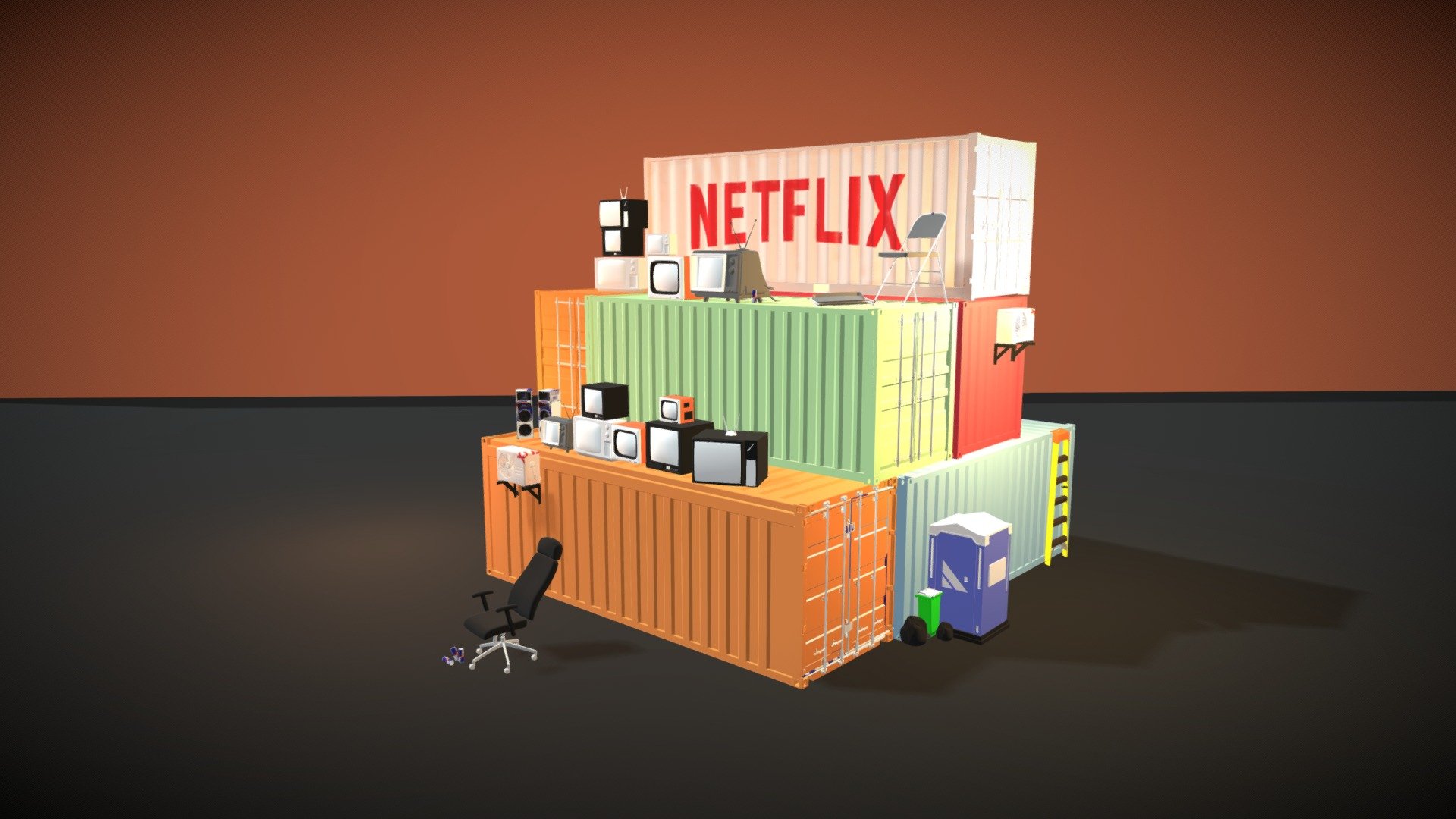 Netflix Container Junk Yard Download Free 3D model by Ghost