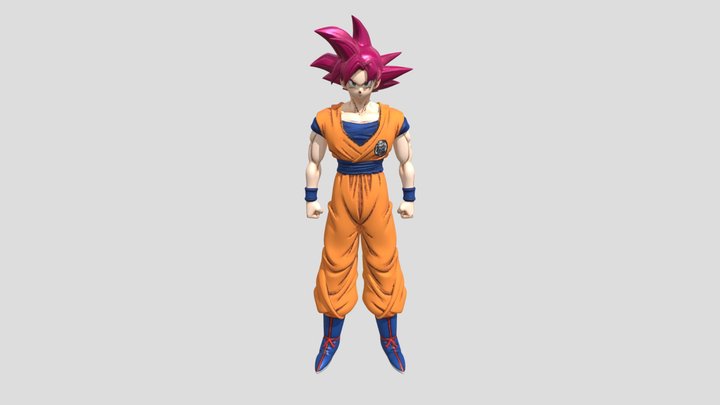 Pink-Haired Goku in Orange Gi 3D Model