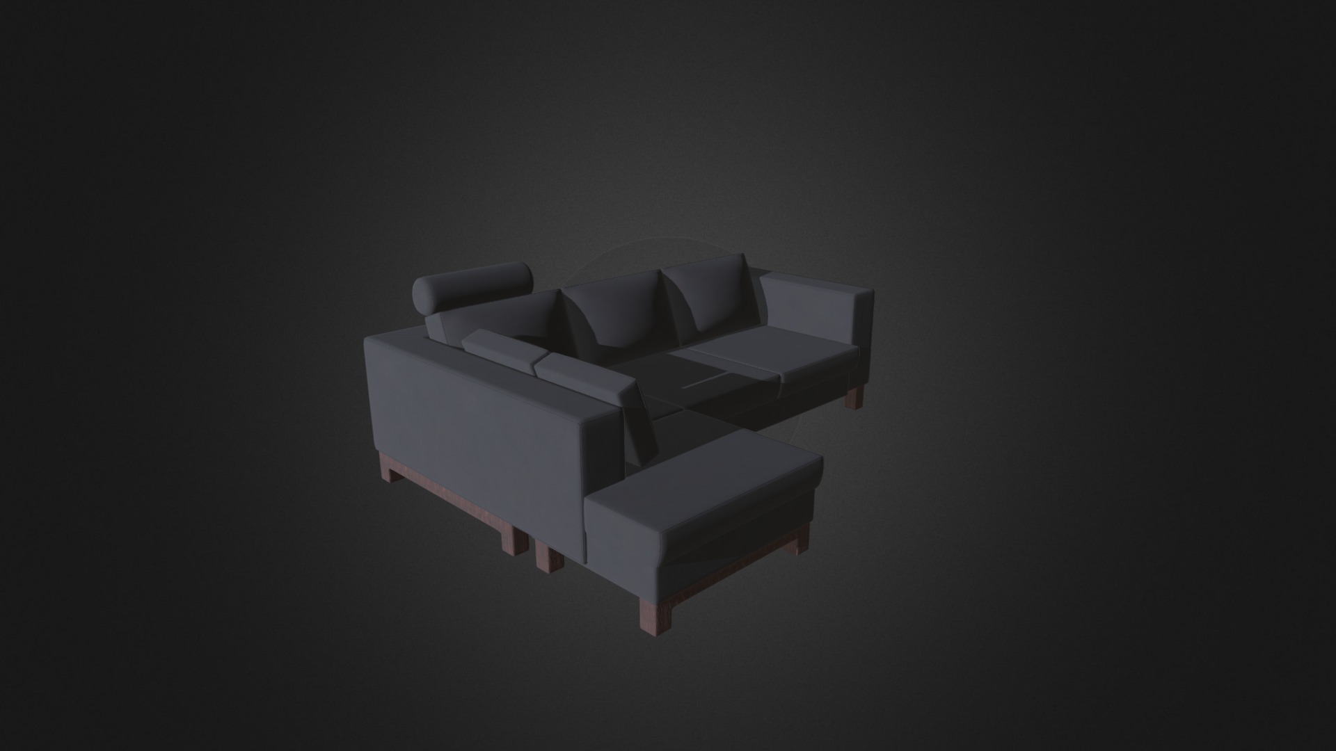 3D model Dark Leather Sofa - This is a 3D model of the Dark Leather Sofa. The 3D model is about a white cube with a black background.