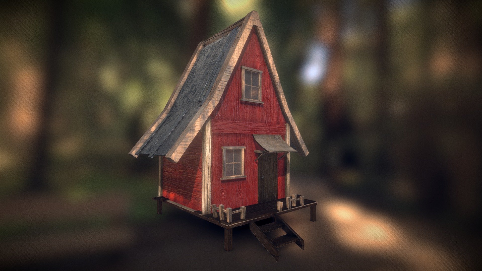 Red Wooden House Download Free 3d Model By Jom Jom239300891 304667e Sketchfab 0585