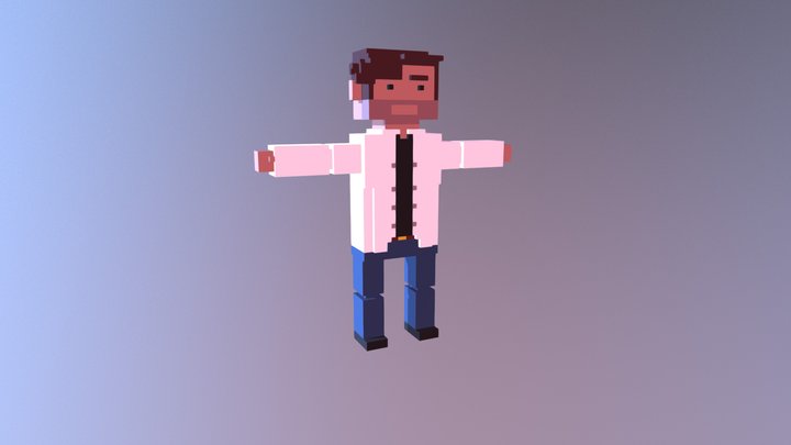 Voxel Character Male 3D Model