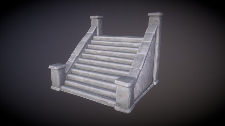 Stylized Medieval Stone Stairs 3D Model
