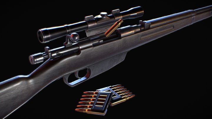 Carcano M38 Bolt rifle 3D Model