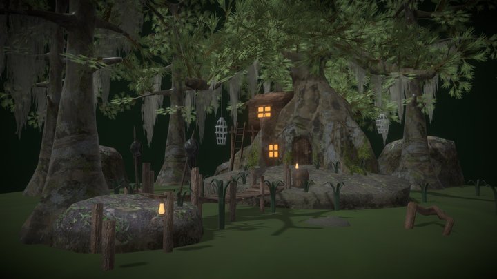 Witch Hut in a Swamp 3D Model
