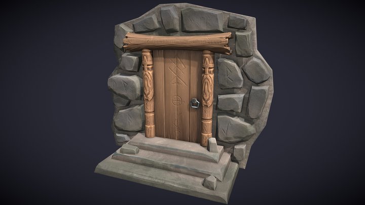 Viking Door Game Asset 3D Model
