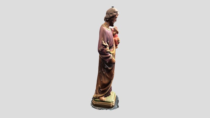 Damaged Saint Joseph with the Child Jesus statue 3D Model