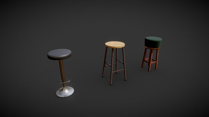 Bar Stools Free Pack 3D Model