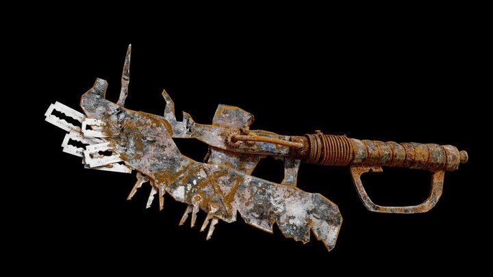 Post Apocalyptic Weapon Lowpoly Game Ready 3D Model