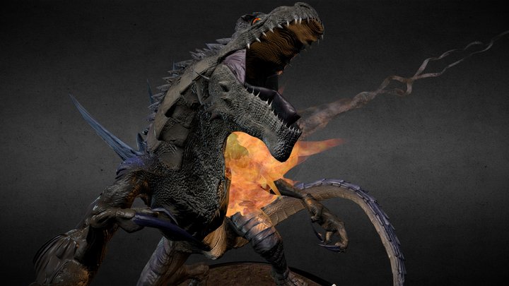 Army attack Godzilla 3D Model