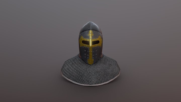 Medieval Bascinet Split 3D Model