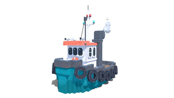 Voxel Tugboat 3D Model