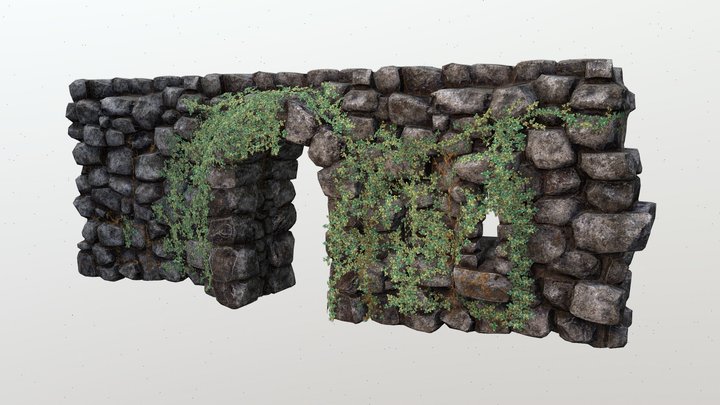 Fortress Wall with ivy 3D Model