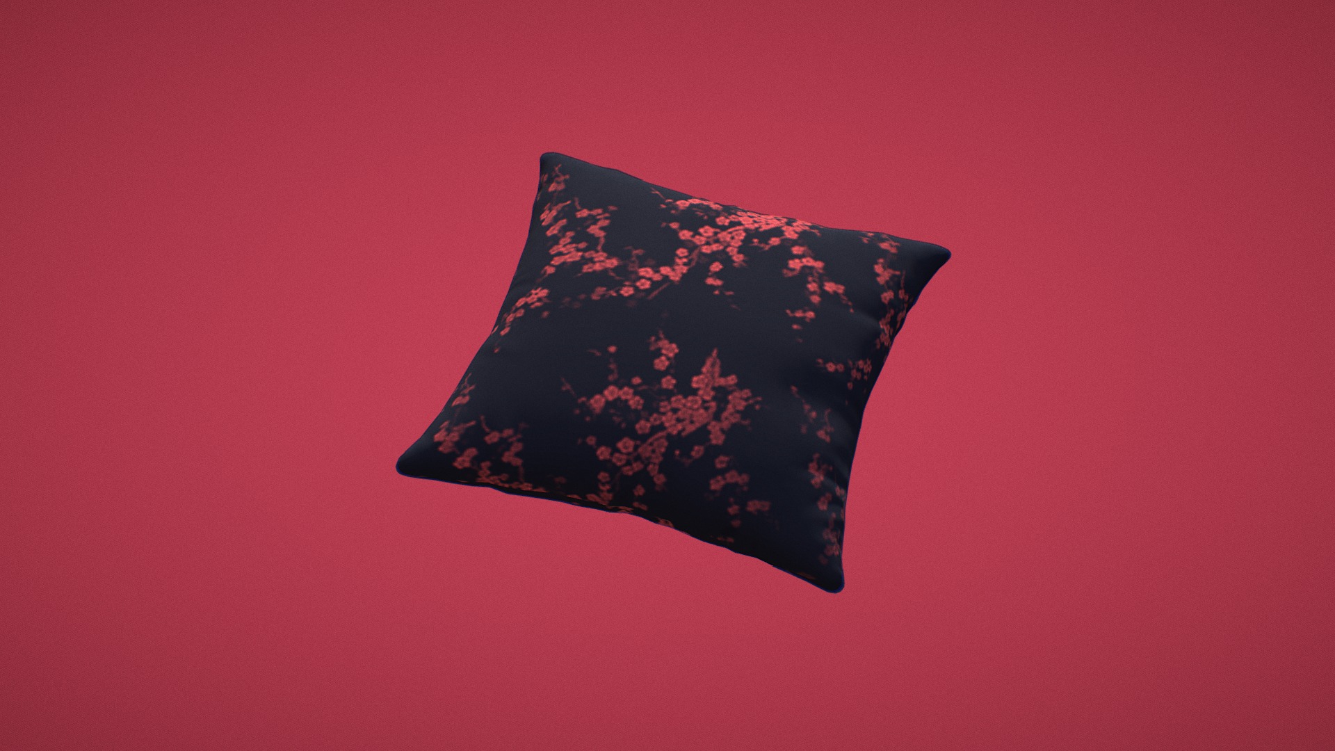 3D model Decorative pillow - This is a 3D model of the Decorative pillow. The 3D model is about a black rock with red background.