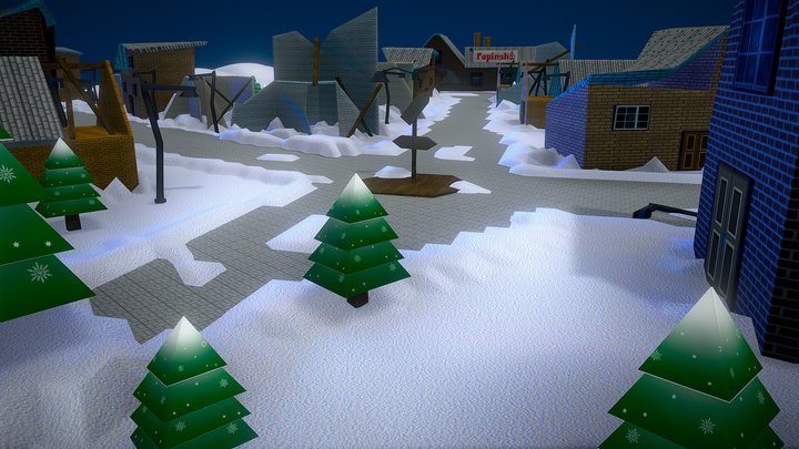 town with snow 3D Model