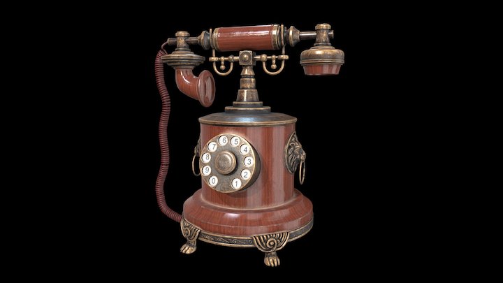 Antique Old Lion Telephone 3D Model