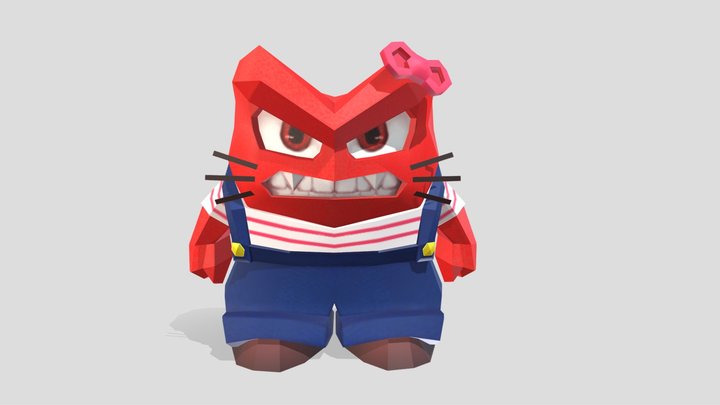 Anger/Hello Kitty Mashup Low Poly 3D Model