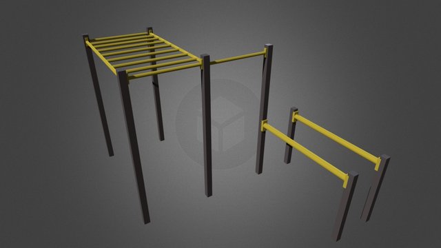 PRO ECONO: Drabinka pozioma + drążek + poręcze 3D Model