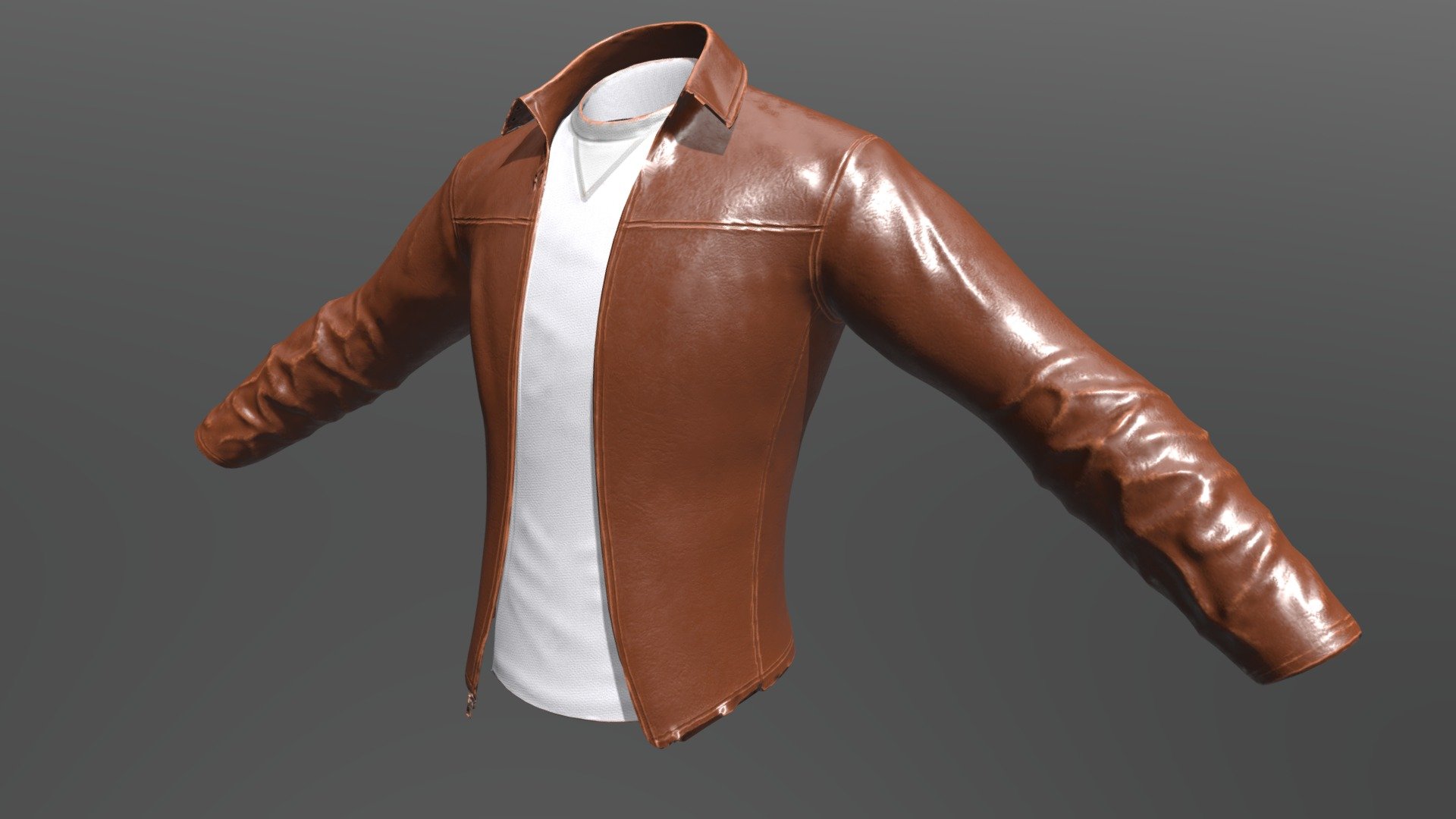 Men's Casual Brown Leather Jacket 3D model by Daniel Kohl (Dskohl68