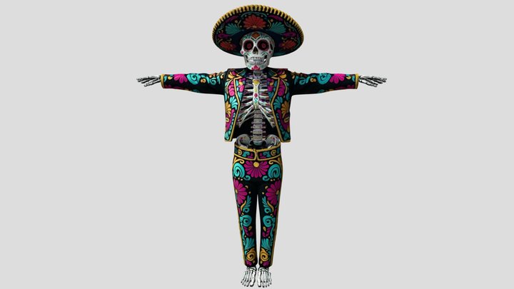 El Catrin 1 - t pose - Day of the Dead – Free 3D Model STL