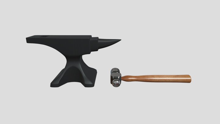 A hammer and an anvil 3D Model