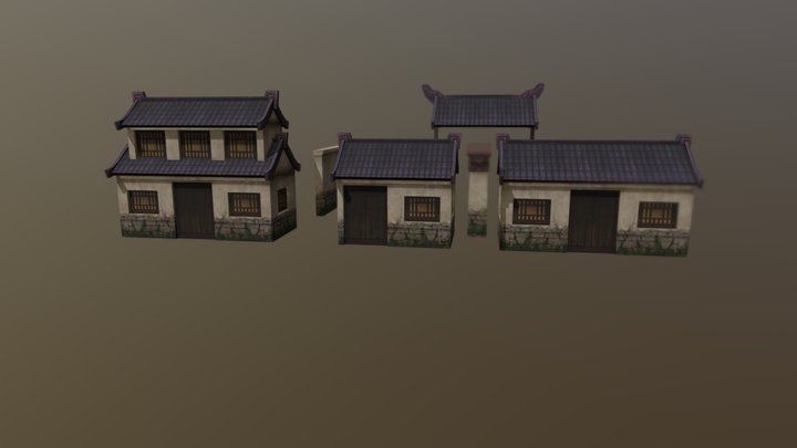 Ancient Chinese Village Architecture 3D Model