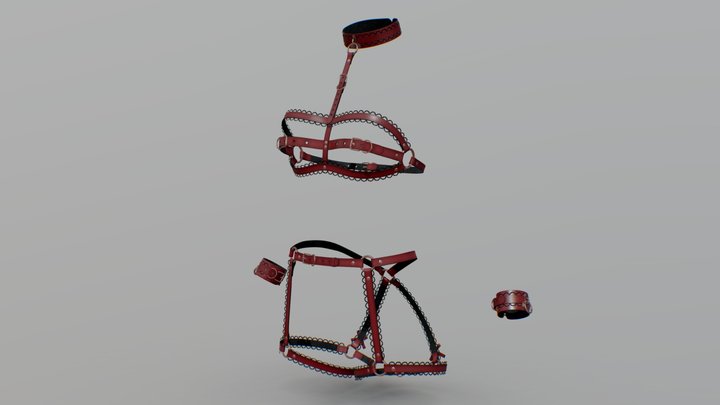 Red harness portupeya set by Soul Snatch Store 3D Model