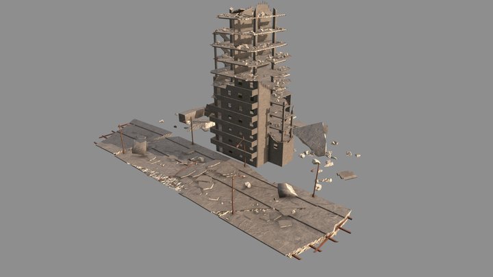 Post Apocalyptic Building 3D Model