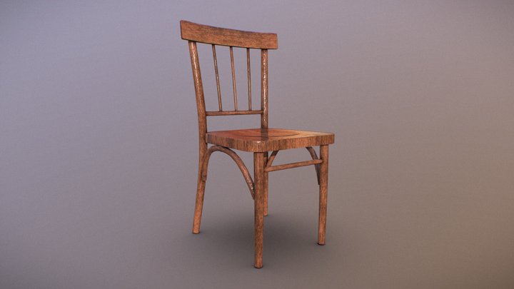 Simple Soviet Wooden Chair 3D Model