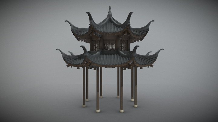 Chinese traditional architecture pavilion 3D Model