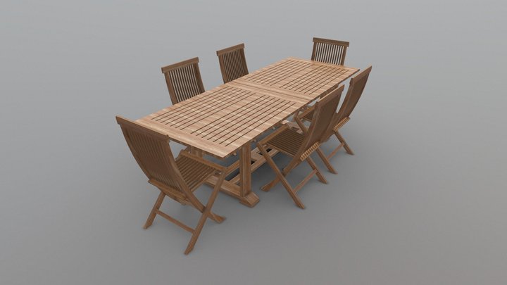Houten tuinset 3D Model