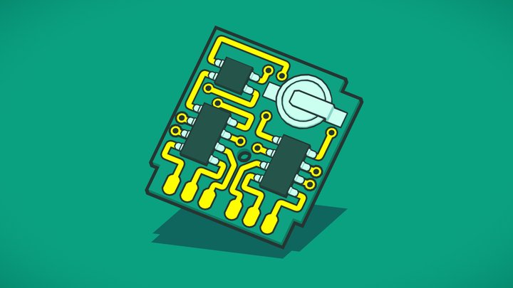 Game Catridge PCB 3D Model