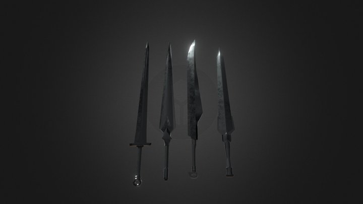 Dirty old black swords pack 3D Model