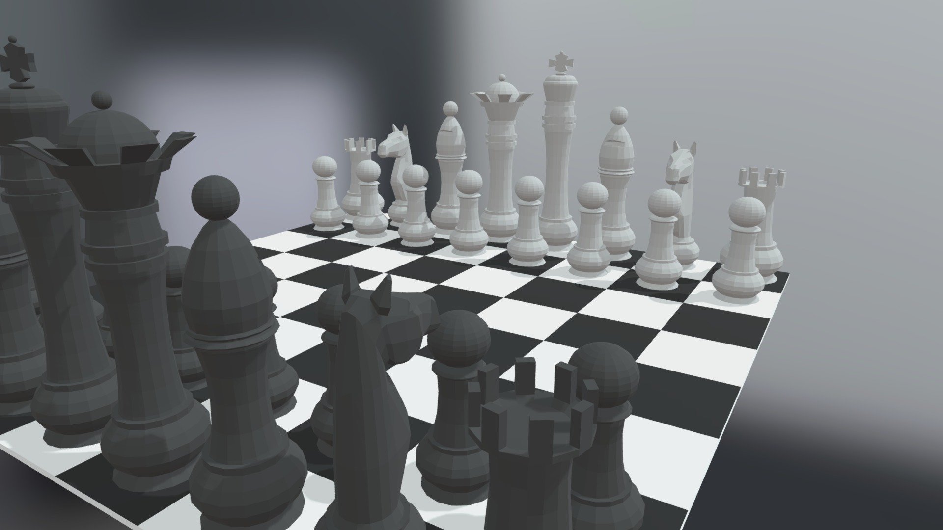 Low Poly Chess - Black & White