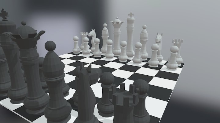 Low Poly Chess - Black & White 3D Model