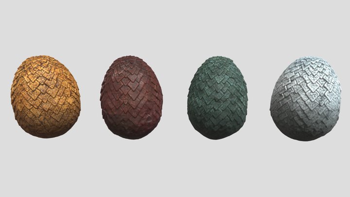 Multi-colored Dragon Eggs ZBrush Sculpt 3D Model