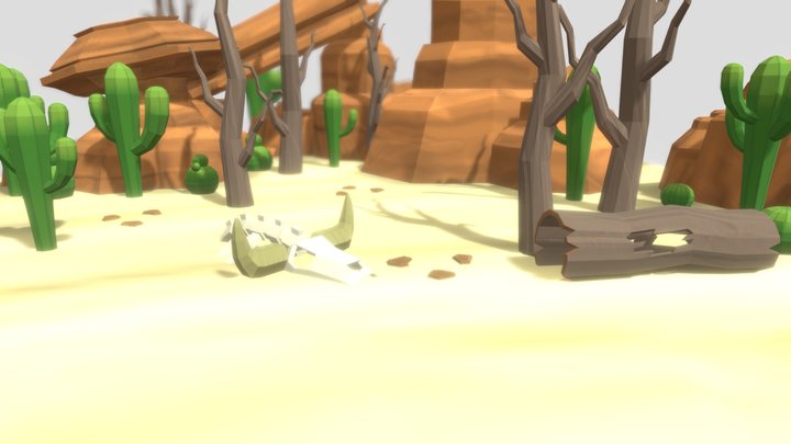 Desert land scape Lowpoly 3D Model