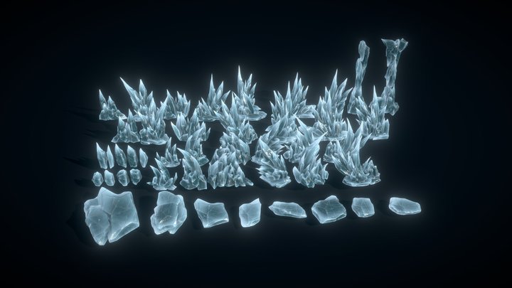 60 Low poly Ice Cave Modulars - 240112 3D Model