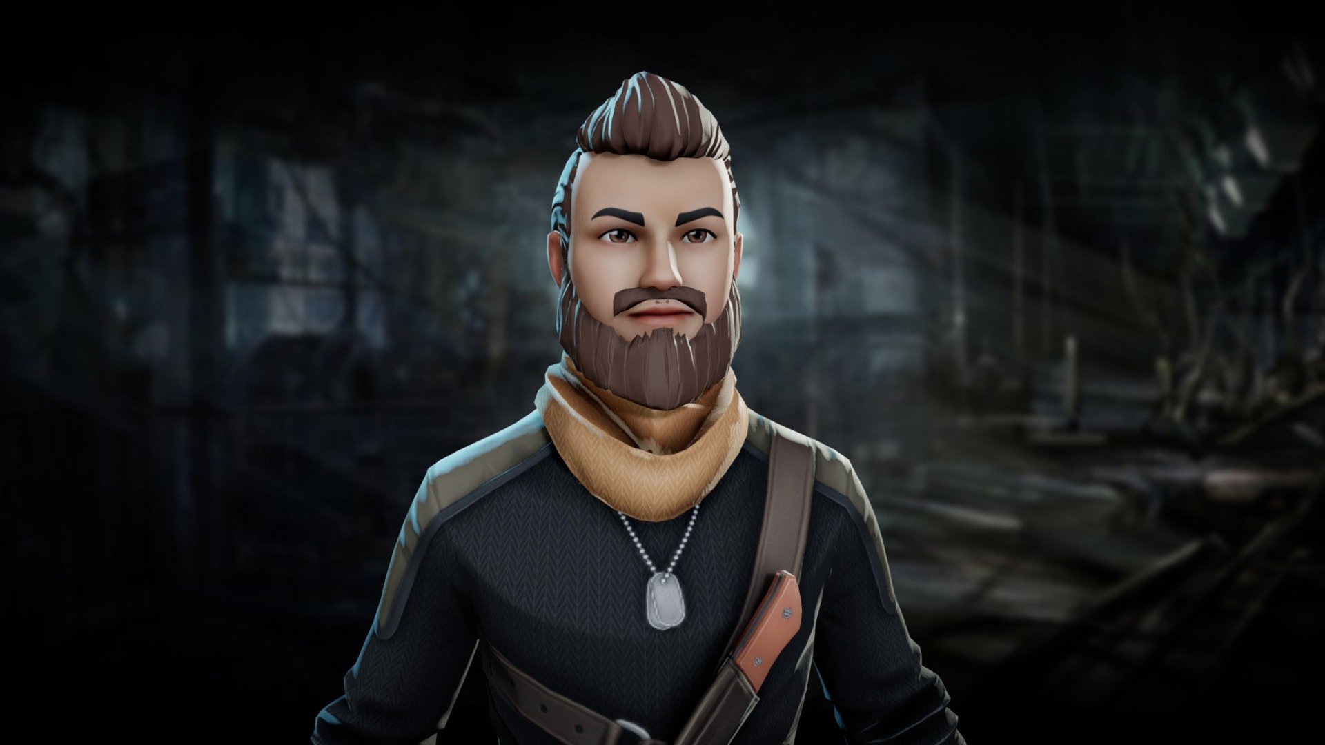 Full-body military male character