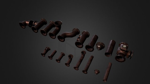 Modular pipes set 3D Model