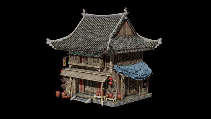 Chinese Old Hotel 3D Model
