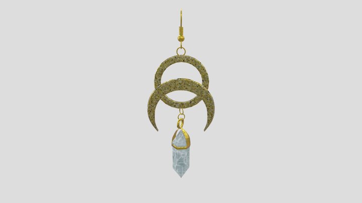 Detailed Crystal Earring Game Ready 3D Model
