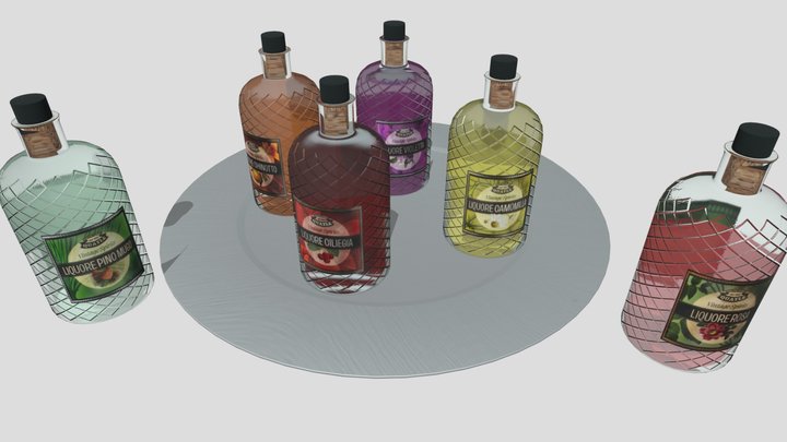 Quayle Liquors Bottles 3D 3D Model