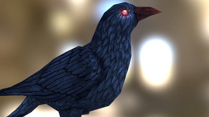 Hand Panted Crow 3D Model