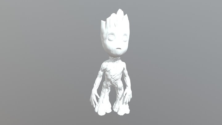 Baby Groot Standing Flat Feet 3D Model