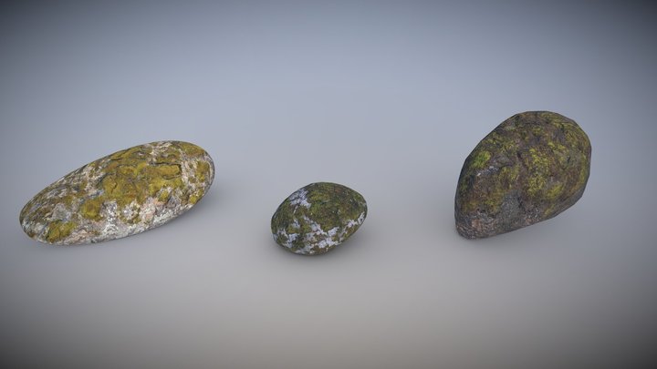 Mossy rock pack 3D Model