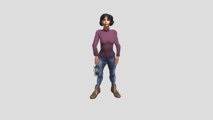 Female with lantern 3D Model